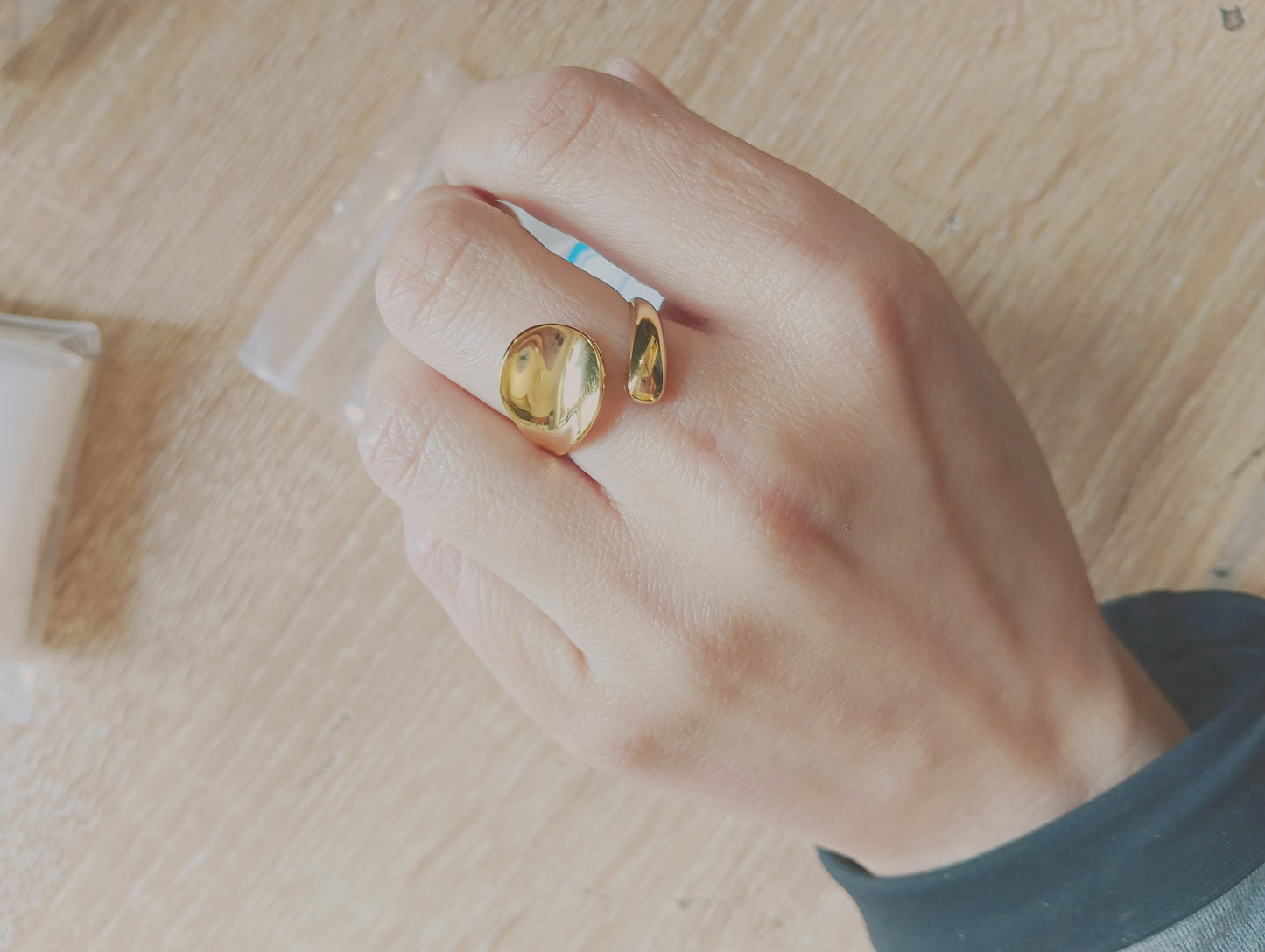 Bague Ajustable Acier Inoxydable 316L Minimaliste — Onde