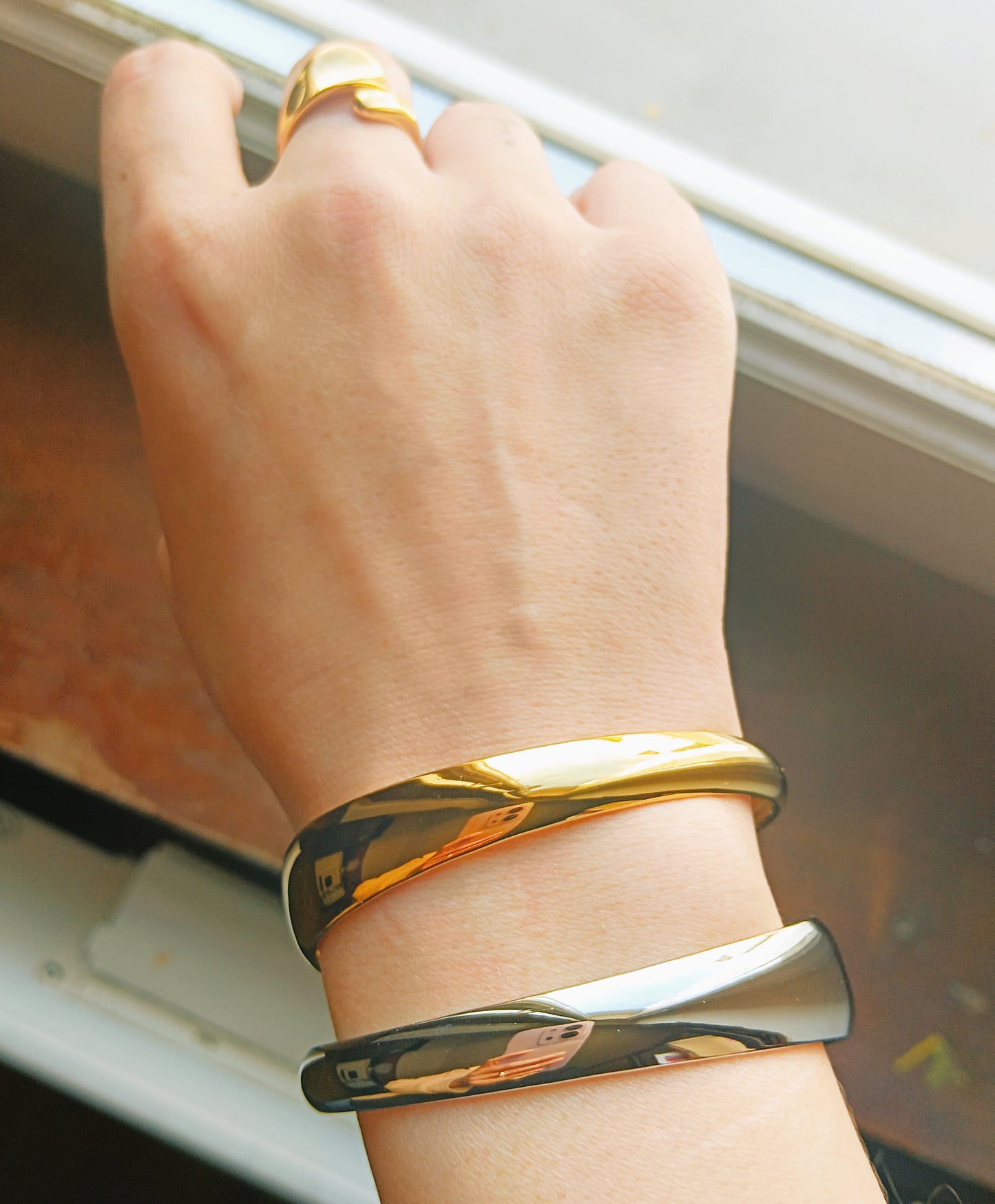 Bracelet Jonc Ouvert Asymétrique Acier Inoxydable 316L — Onde