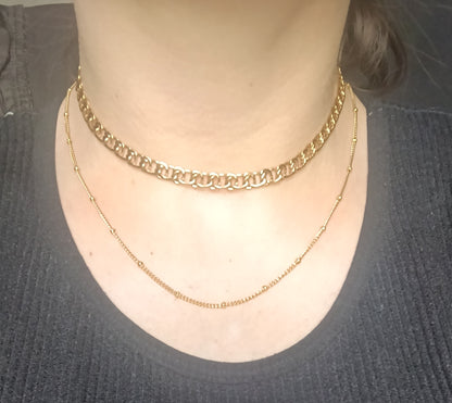 Collier Chaîne Fine Perlé Acier Inoxydable Doré PVD Or 18K — Brume Perlé - Maison Lumélia descriptif