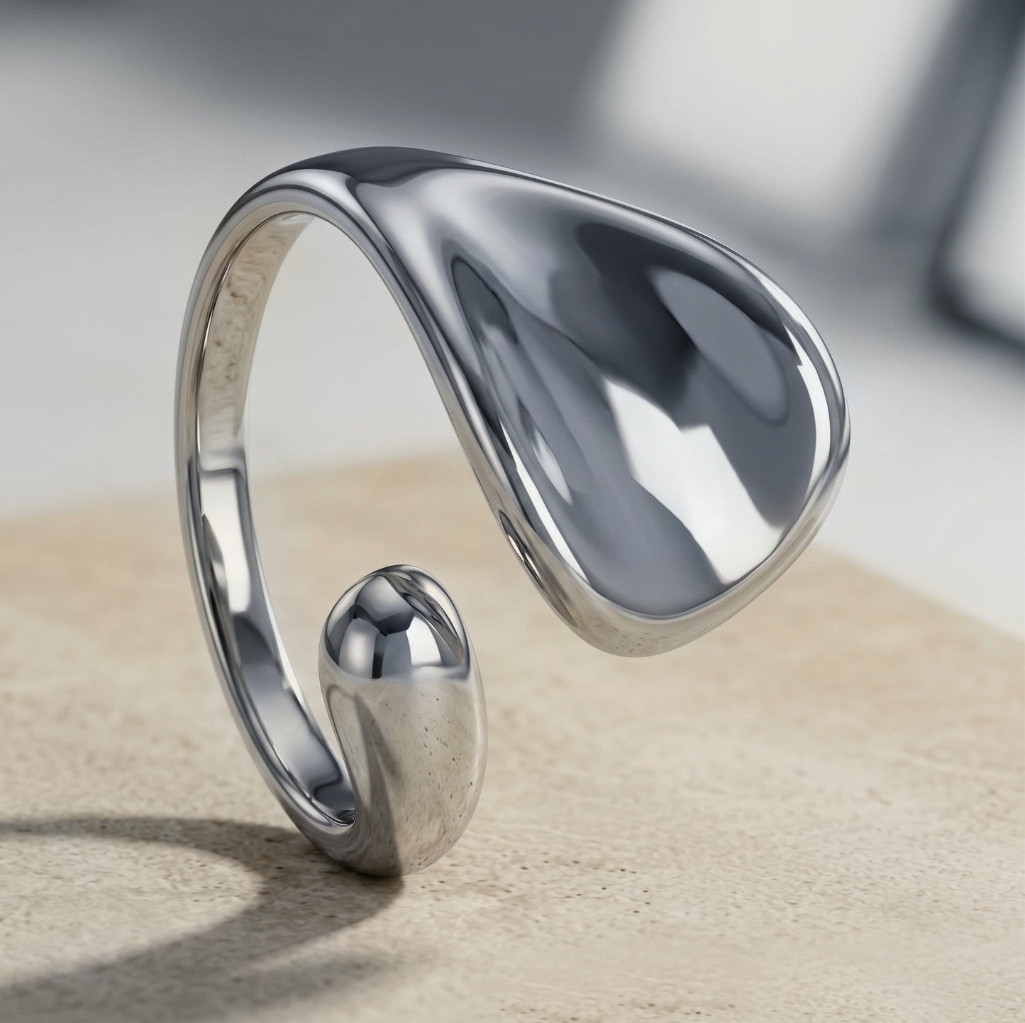 Bague Ajustable Acier Inoxydable 316L Minimaliste — Onde