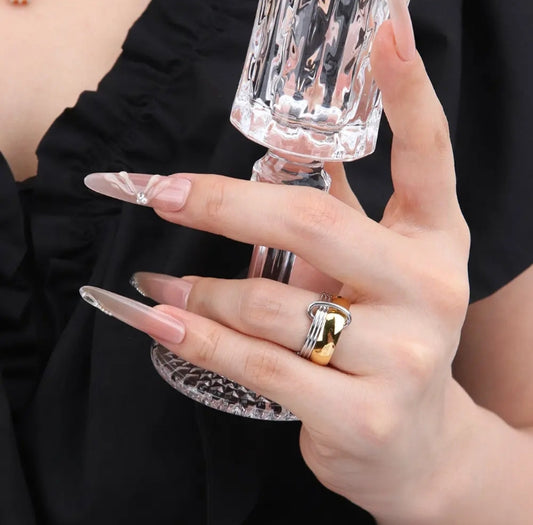 Bague Bicolore Double Anneau "Fusion" - Acier 316L & PVD Or 18K