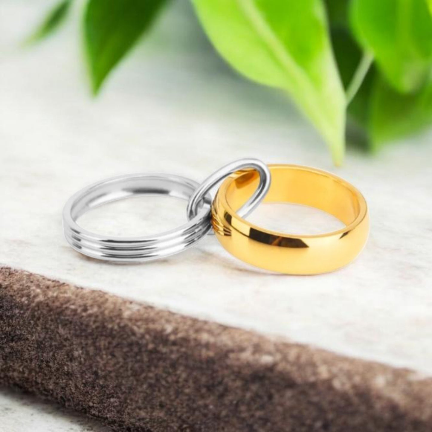 Bague Bicolore Double Anneau "Fusion" - Acier 316L & PVD Or 18K