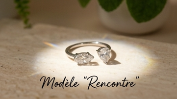 "Bague Rencontre oxyde de zirconium finition argent acier inoxydable 316L | Maison Lumélia"