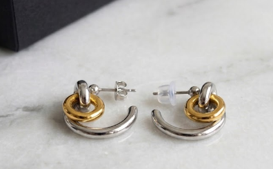 Créoles Bicolores "Fusion" - Acier 316L & PVD Or 18K