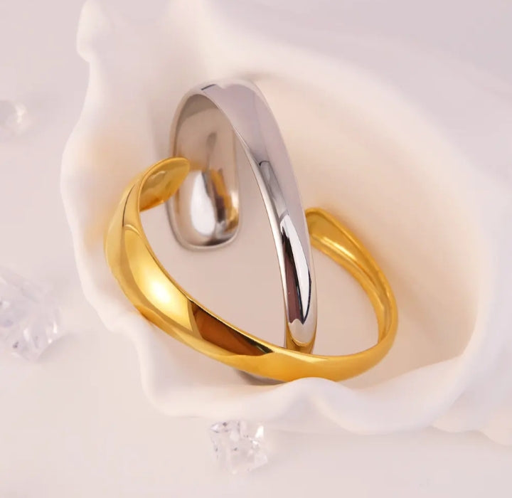 Bracelet Jonc Ouvert Asymétrique Acier Inoxydable 316L — Onde