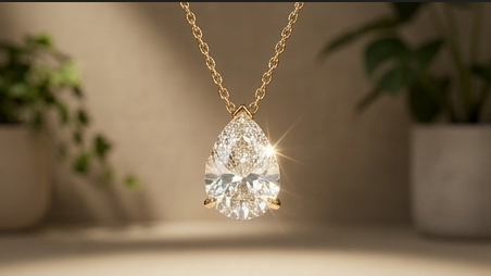 "Collier pendentif goutte oxyde de zirconium PVD Or 18K acier inoxydable 316L | Maison Lumélia"