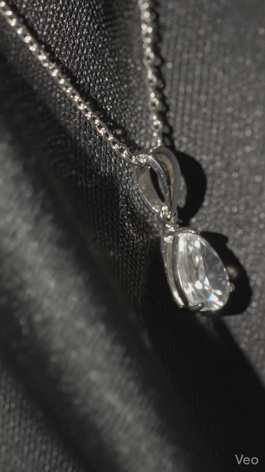 Collier Pendentif Goutte Zirconium - Acier 316L & PVD Or 18K