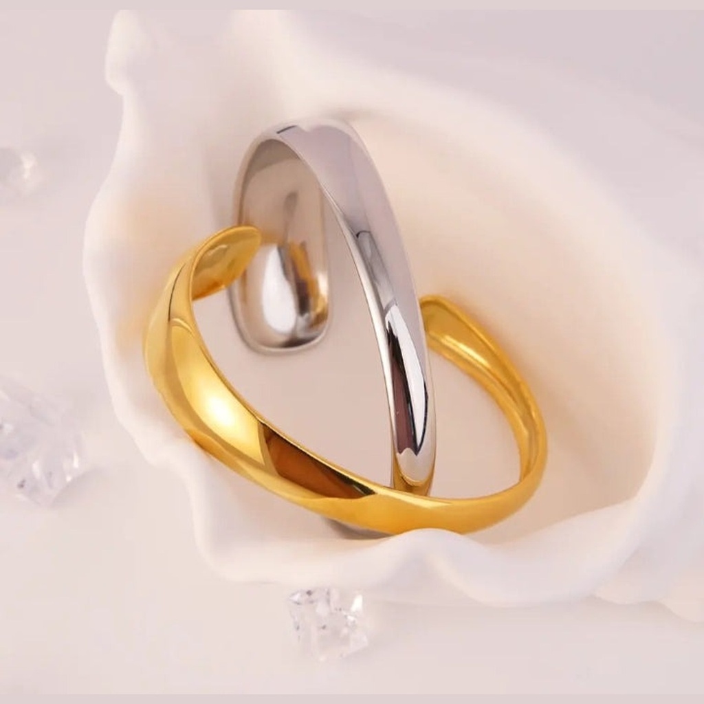 Bracelet Jonc Onde — Duo Argent & Or
