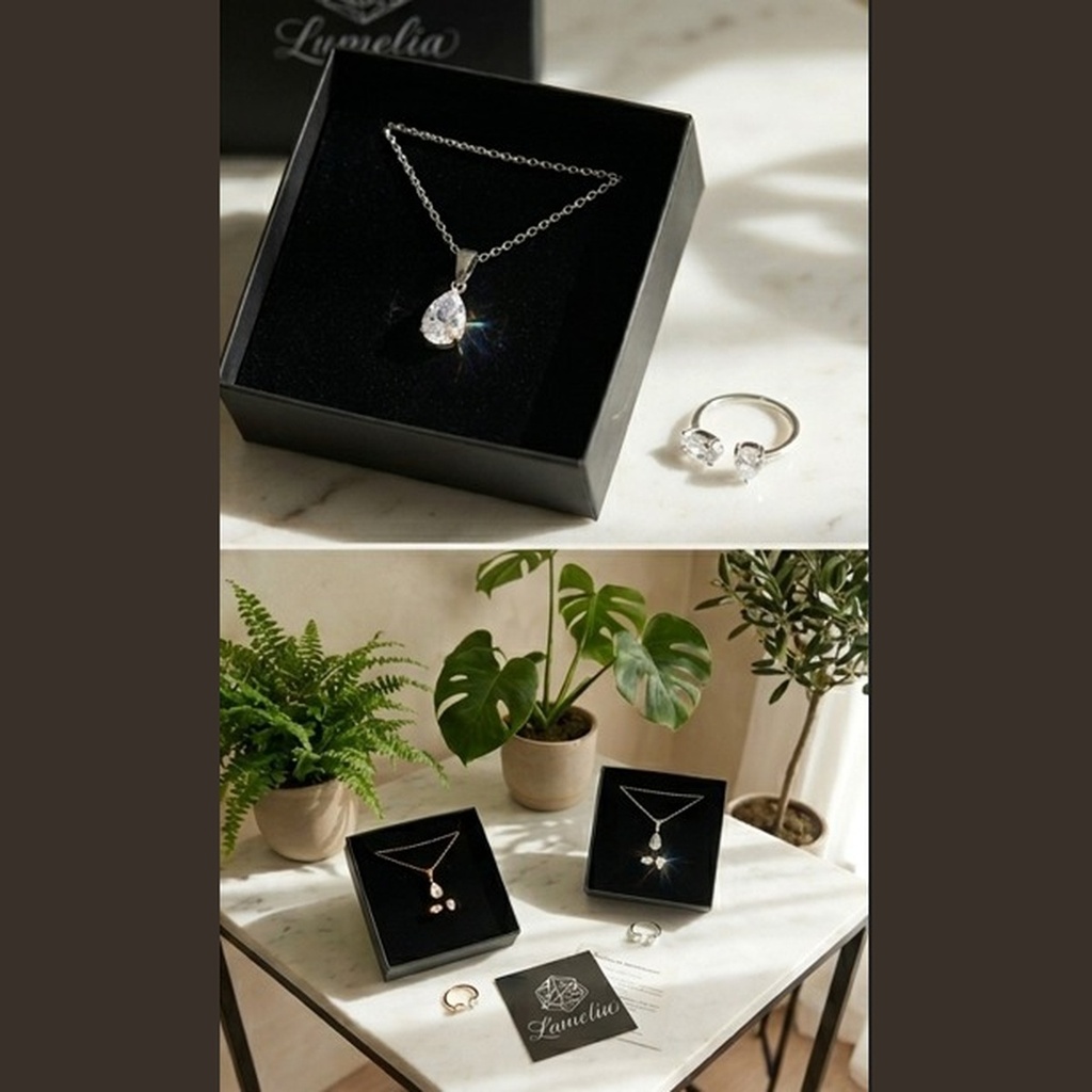 Parure Goutte Zirconium — Ensemble Duo