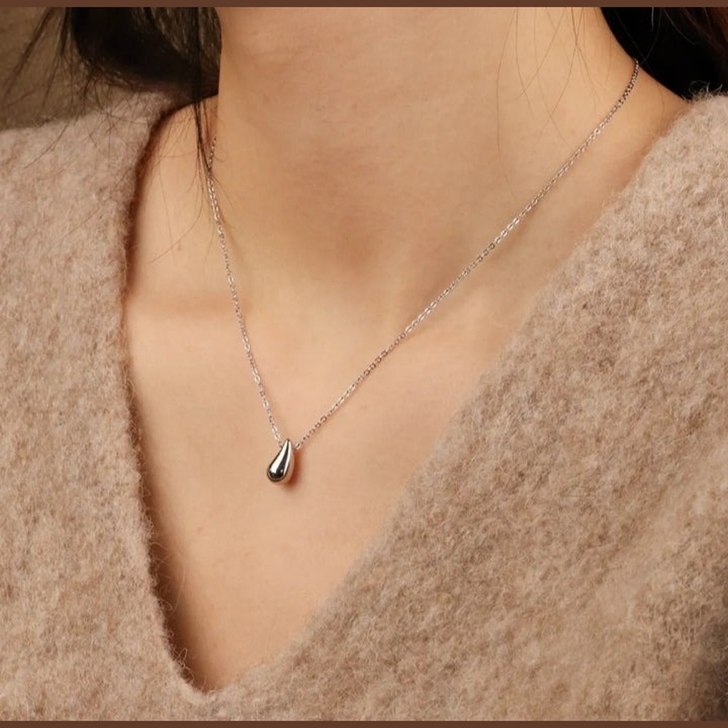 Collier Goutte Onde Argent — Vue Studio