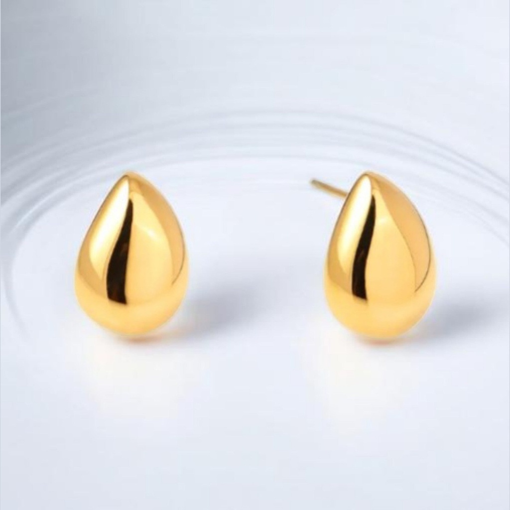 Boucles d'Oreilles Puces Onde — PVD Or 18K