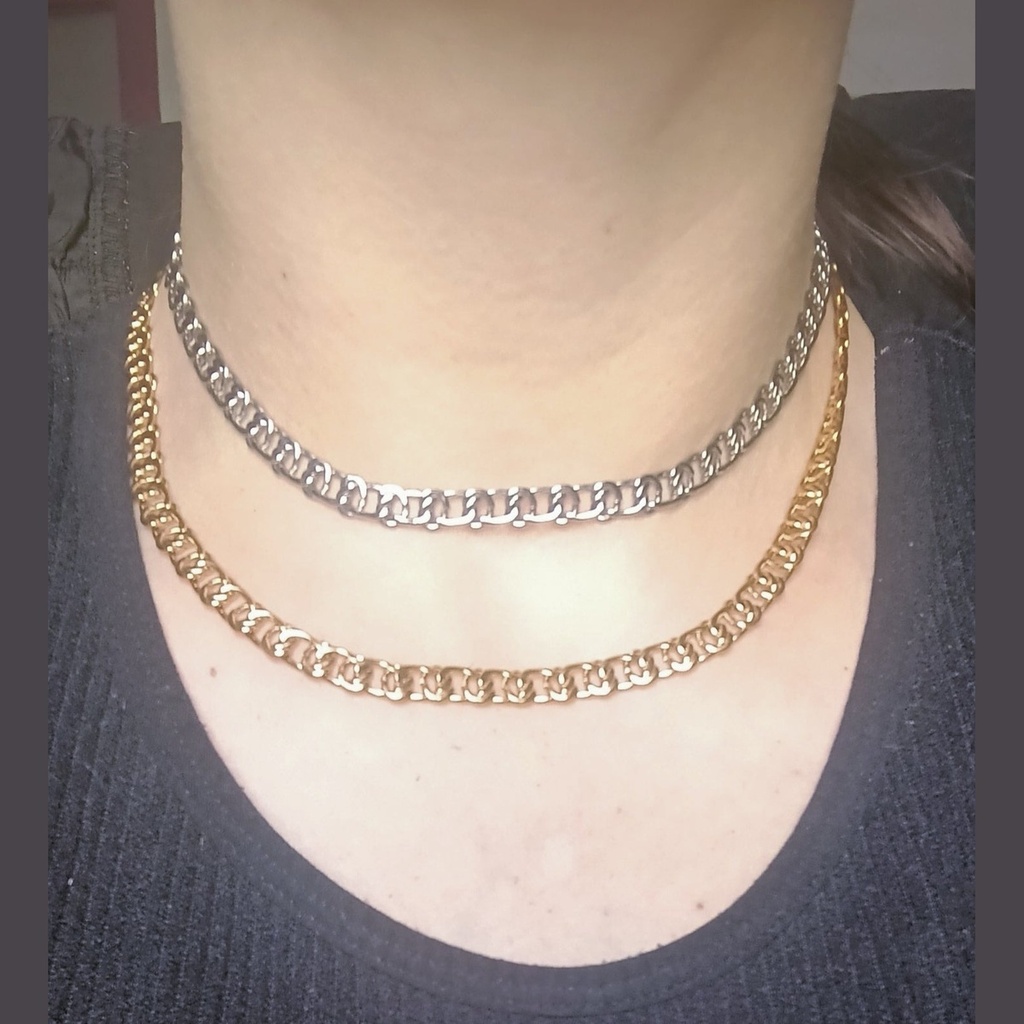 Collier Ras-de-cou Mailles Plates — PVD Or 18K