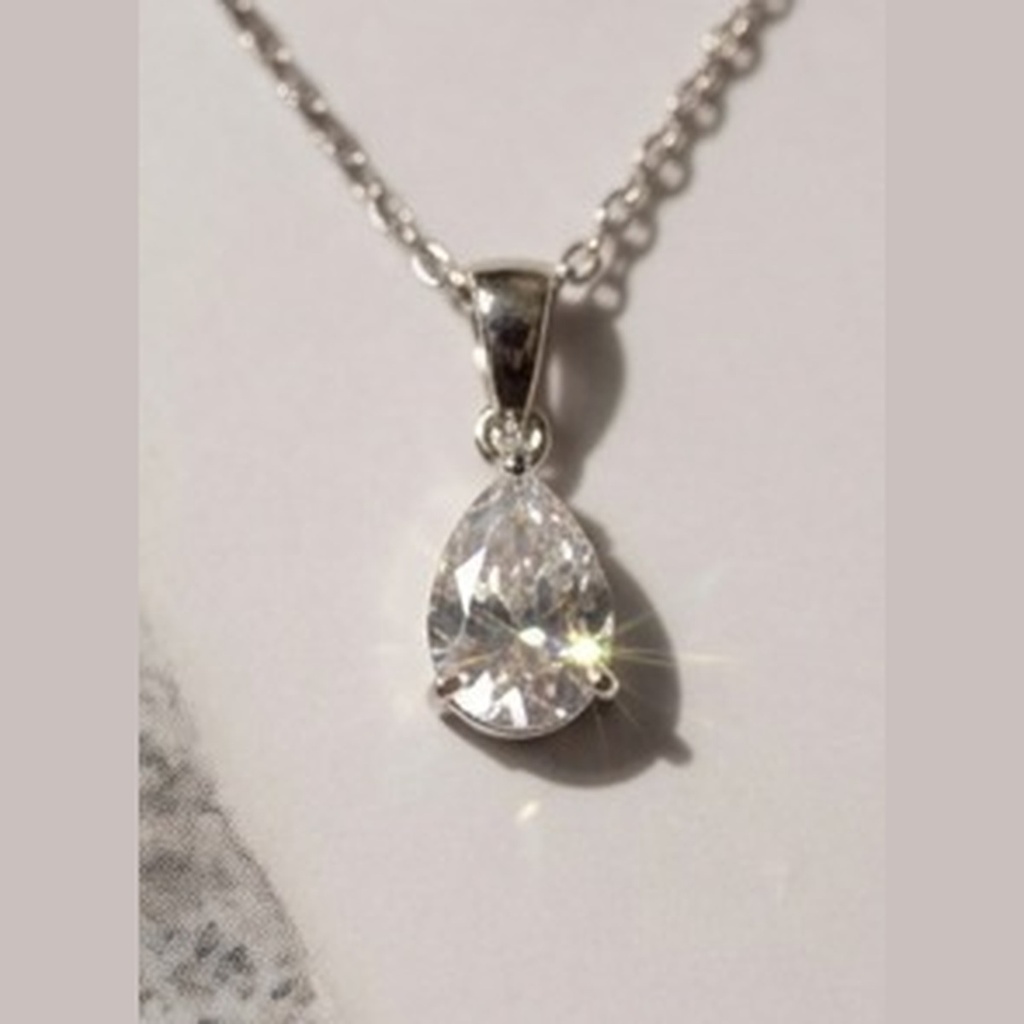 Collier Goutte Zirconium — Argent Poli Miroir