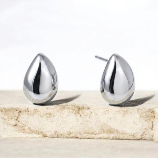 [BO-OND-GOUT-ACI] Boucles d'Oreilles Puces Onde — Argent Poli Miroir